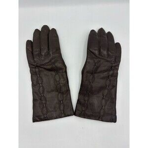Vintage Fownes WPL 9522 Womens Brown Leather Lined Driving Gloves 6 1/2